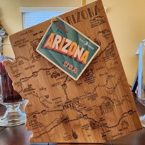 Totally Bamboo Destination Arizona State Shaped Serving and Cutting Board
